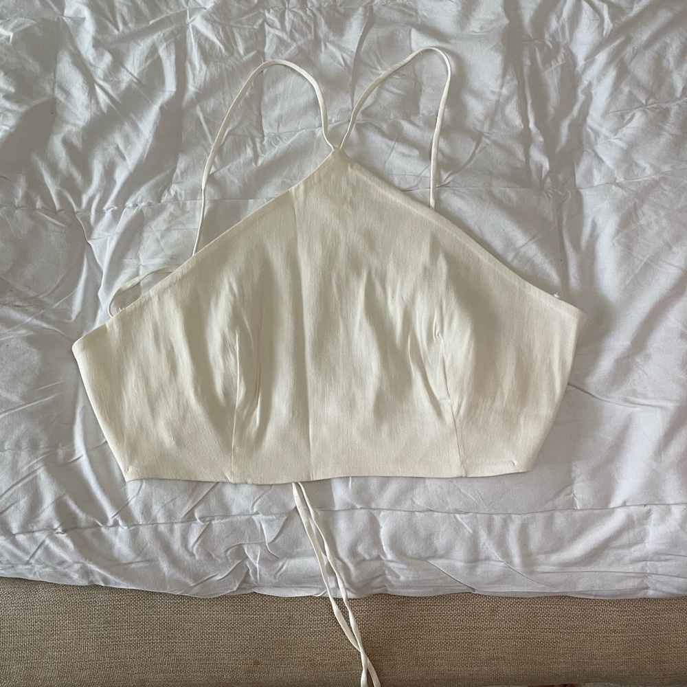 zara white halter crop top - Picture 2 of 4